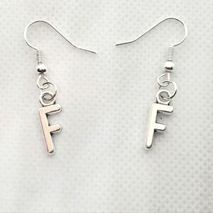 7/$10 F Initial Earrings, NEW